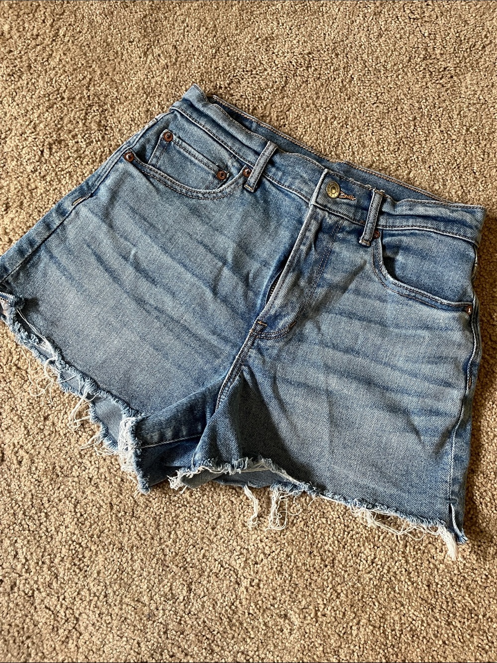 American Eagle Outfitters Distressed Light Blue Denim Shorts